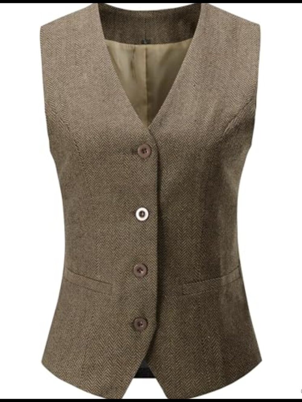 Women's Fully Lined 4 Button Suit Vest Waistcoat Slim Fit V-Neck Sleeveless
